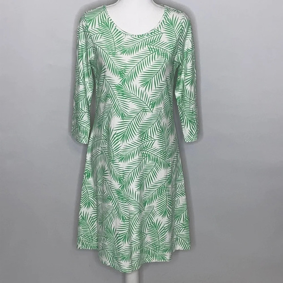Duffield Lane 3/4 Sleeves Knit Palm Print Dress - Size Small - Picture 1 of 6